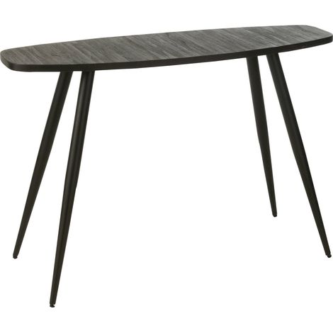 Console ovale en teck noir élégance métal pour entrée design - Noir teck profond (1/5)