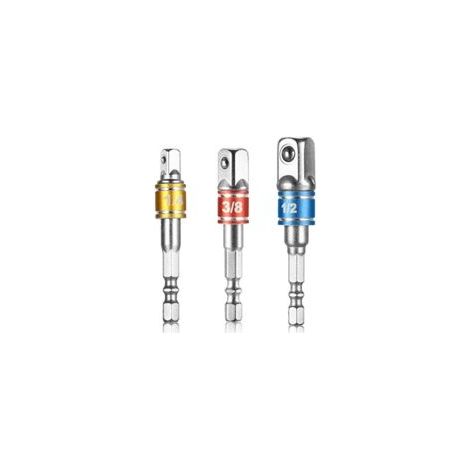3 porta-bussole esagonali - 1/4", 1/2", 3/8" - Adattatori e connettori di prolunga. - Crezuo