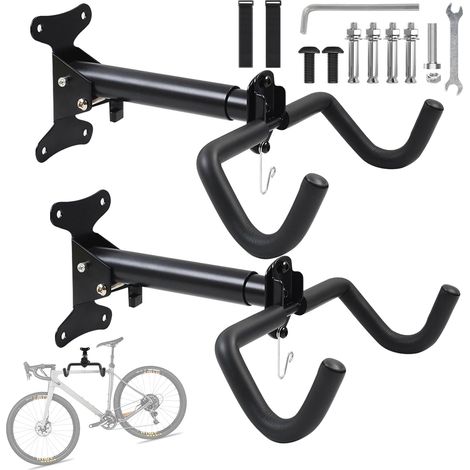 Support Velo Mural, Pliable et Réglable en Angle et Distance, Capacité de 25kg, Revêtu de Pliable Rembourré (1/5)