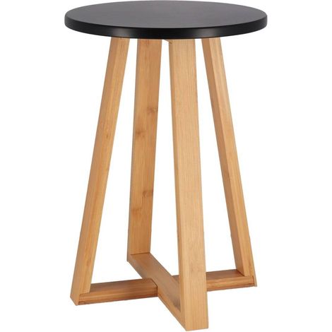 Sgabello con gambe in bambù e piano in mdf nero - bambù nero - Tendance