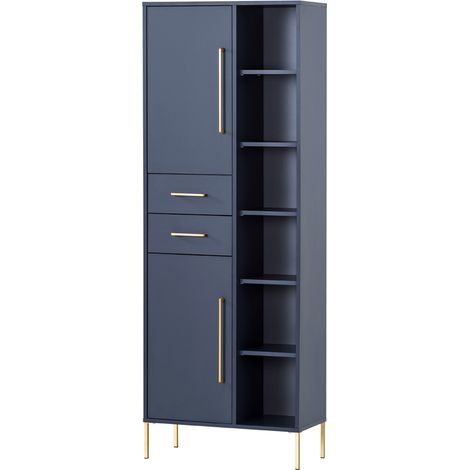 Hochschrank mit offenen Fächern KELLA-80 in nachtblau, B/H/T: ca. 67,1/184,3/33,1 cm (1/5)