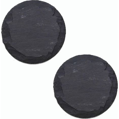 2 assiettes en ardoise rondes (25 x 0,5 cm) - Service d'assiettes en ardoise