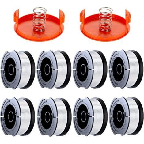8 Pack Bobine Fil Coupe Bordure Compatible avec Black et Decker Coupe Bordures, A6481 A6485 1.65mm Bobine de Fil Debroussailleuse(8 Fil Coupe Bordure,2 Couvercle,2 Ressort)