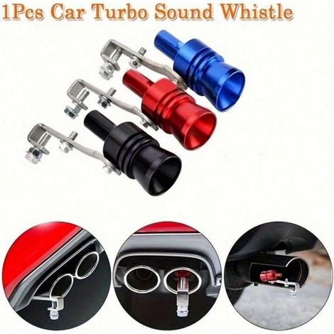 Sifflet universel pour modification moto/voiture : simulateur de sifflet de turbine pour tuyau d'échappement en alliage d'aluminium, XL noir. (1/5)