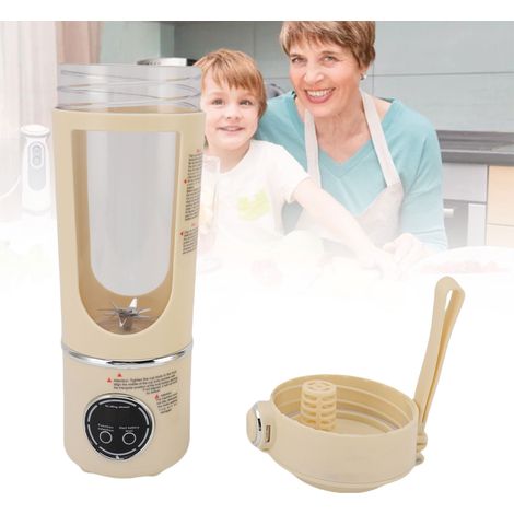 Licuadora portátil (700 ml, 7,4 V) con 12 cuchillas, mini licuadora recargable para frutas y verduras, ideal para el hogar, la oficina, el deporte y los viajes. Carcasa de ABS beige, acero inoxidable, (1/5)