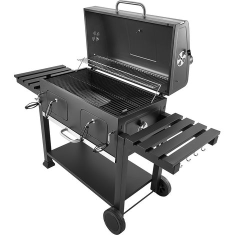 Mophorn Holzkohlegrill 0,50 m² mit höhenverstellbaren Kohleschalen und klappbaren Seitentischen, robustem, hitzebeständigem Stahl für Garten- und Terrassenfeiern (1/5)