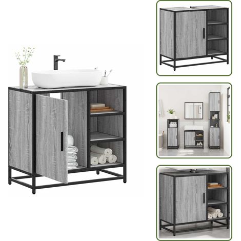 vidaXL Armoire de lavabo de salle de bain sonoma gris 65x33x60 cm