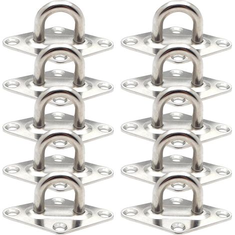 10 Pièces, Fixation Anneau d'arrimage, Crochet d'arrimage Remorque Plaque Oeillet Acier Inoxydable 304 pour Fixer des Remorques (M5) (1/5)