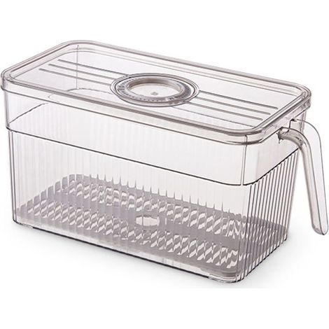 Caja de almacenamiento para refrigerador, juego de 1, caja de almacenamiento para refrigerador con tapa y asa, contenedor para frutas y verduras, organizador apilable para refrigerador, cocina - Libre (1/5)