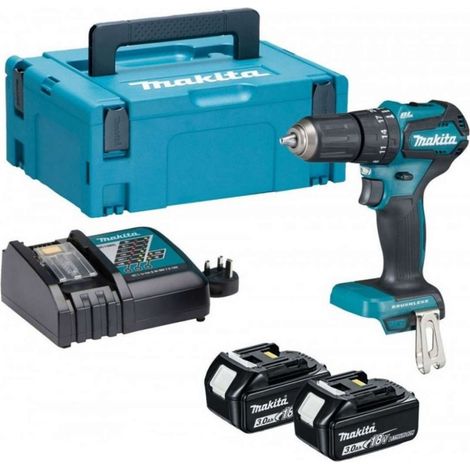 Makita Werkzeug - 18V Akku-Schlagbohrschrauber, 2x 2,0 Ah LXT Akkus, Ladegerät DHP485RAJ