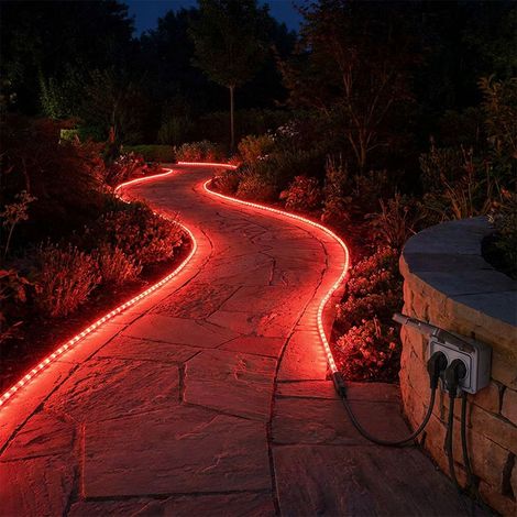 2x LED corda luce rosso giardino esterno patio luce trasparente L600cm (1/5)