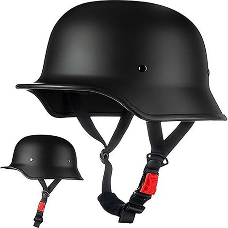 Motorrad-Halbschalenhelm, zugelassener Retro-Halbschalenhelm, Jethelm mit Schnellverschluss für Cruiser, Chopper, Biker, Moped, Mattschwarz