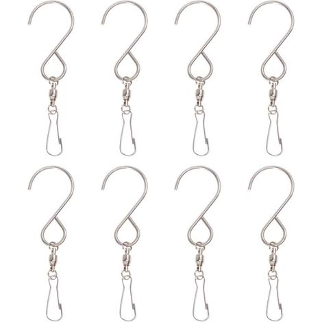 Crochets Pivotants Clips En Rotatif S Pour Suspendre Vent Spinners Carillons Éoliens Cristal Twisters Party Supply 8 pcs Acier Inoxydable (1/5)