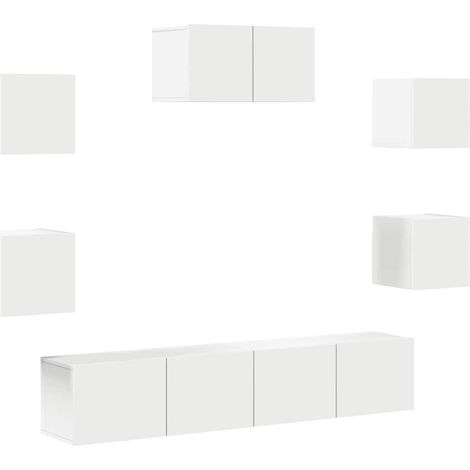 Maison Exclusive - Set di Mobili Porta TV 7 pz Bianco in Legno Multistrato (1/5)