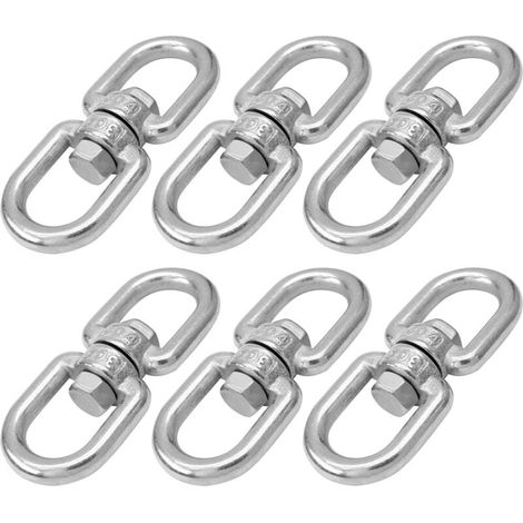 Satz mit 6 M6-Doppelgelenk-Ösenhaken, 304-Edelstahl-Drehringverbinder (1/4)
