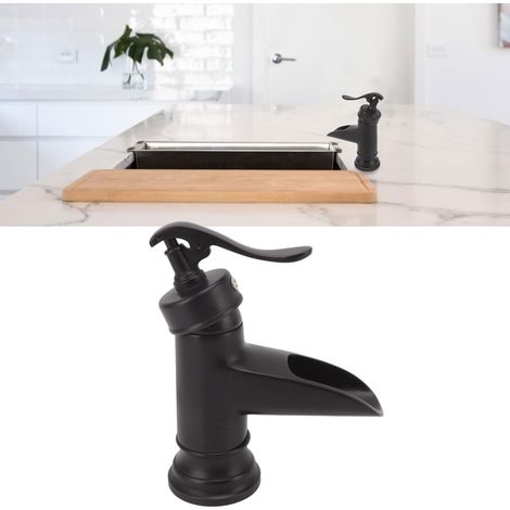 Rubinetto da bagno in rame con uscita a cascata, nero, design unico, antigraffio, facile installazione. (1/4)