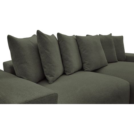 BOBOCHIC - Canapé d'angle fixe réversible VOLTAIRE tissu chiné   Vert (1/5)
