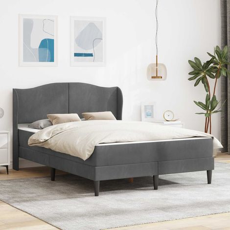 vidaXL Bettrahmen mit Kopfteil Dunkelgrau 140 x 190 cm Samt (1/5)
