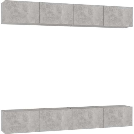 vidaXL Juego de muebles de salón 4 piezas gris hormigón 100x30x30 cm (1/2)