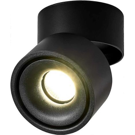 Spot LED de plafond 12 W, plafonnier LED réglable, 10 x 10 x 10 cm (noir - 4000 K) [Classe énergétique A+] (1/5)