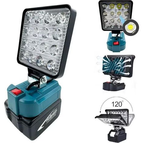 Lampe LED multifonctionnelle Li-ion pour la pêche nocturne, le camping et les travaux de réparation automobile Compatible avec les batteries Makita 【Machine nue, sans batterie】 (1/5)