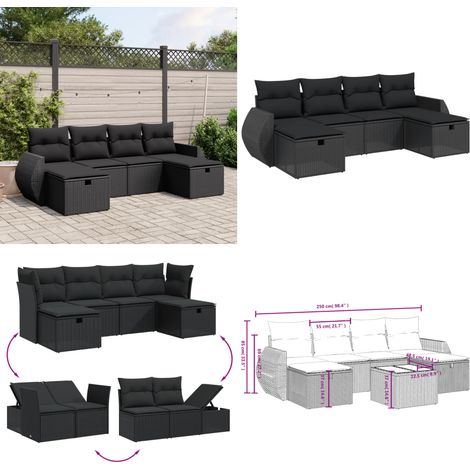 6-tlg. Garten-Sofagarnitur mit Kissen Schwarz Poly Rattan - Gartengestell - Gartenmöbelset - Outdoor Lounge - Rattan Sessel - Gartenlounge - Home & Living (1/5)
