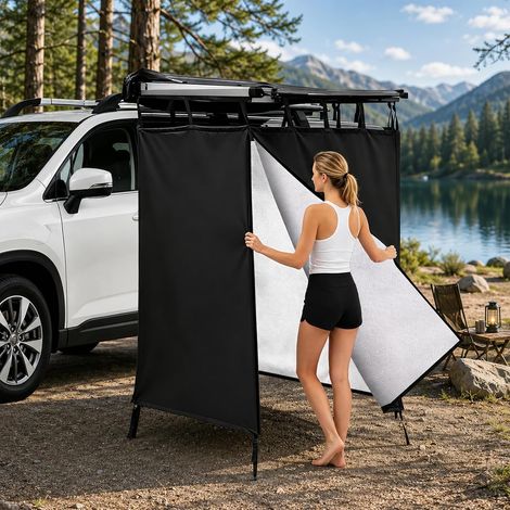 Tente De Douche, Aluminum Cabine De Douche Portable Camping, Oxford ImperméAble Cabine Douche Camping, RéSistant à La DéChirure Tente WC, pour Voiture Barre De Toit Universelle (1/5)