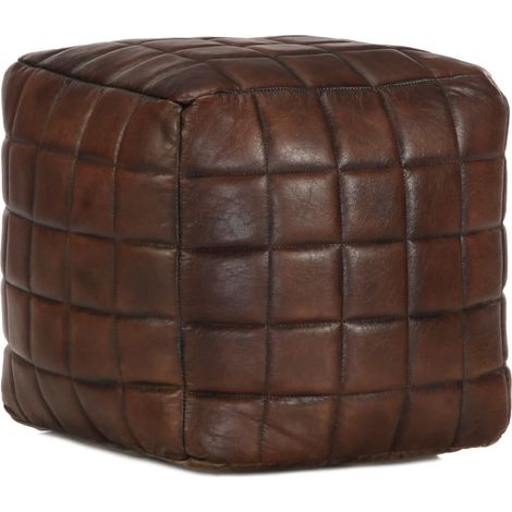 Pouf Dunkelbraun 40 x 40 x 40 cm Echtes Ziegenleder