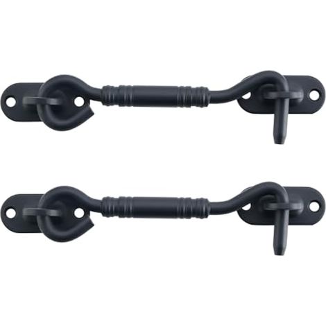2 Pièces Crochet Fermeture Fenêtre, Crochet de Porte, Support de Fenêtre Silencieux, Verrou de Porte Interieure avec Vis de Montage, en Acier Inoxydable, Noir (1/5)