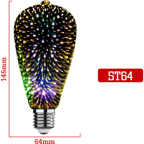 Ampoule 3D Feu D'artifice Led 4W 220-240V E27 Spécialité Ampoule Décorative (ST64) (1/5)
