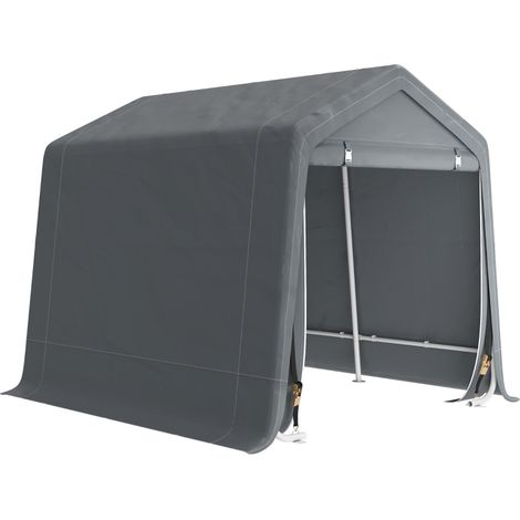 Tente de Jardin pour Vélo 2,4 x 2 x 2 m, avec Structure en Métal, 2 Portes à Fermeture Éclair, Étanche, Anti‑UV, Gris Foncé (1/5)