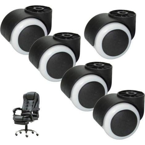 Roulettes pour chaise de bureau, Roulettes sans tige de 2 pouces, Roulettes de mobilier noires et silencieuses,Roulettes pour chaise (1/5)