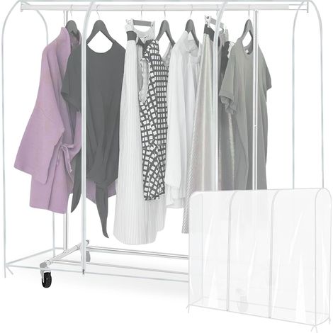 Housse anti-poussière transparente pour cintre Housse de porte-vêtements imperméable avec fermetures éclair, anti-mites, pour tringle à vêtements, 180 x 50 x 150 cm (1/5)