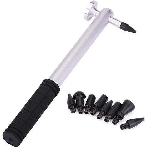 Kit d'outils de débosselage sans peinture pour carrosserie, marteau à percussion avec têtes en alliage d'aluminium (1 jeu, argent + noir) (1/5)