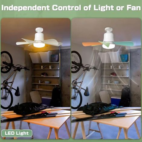 Ventilatore da soffitto AIMOONSA con luce, lampada da soffitto da 30 W con attacco E27, ventilatore da soffitto a LED dimmerabile per camera da letto, soggiorno, 3 velocità, 6 pale (bianco 30 W) (1/4)