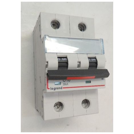Disjoncteur 10A 2P courbe C 36kA bornes vis 230/400V 3 modules DX3 LEGRAND 410007