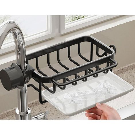 porte-drainage du robinet suspendu Organisateur de robinet de cuisine Organisateur multifonctionnel art cuisine Noir (1/4)