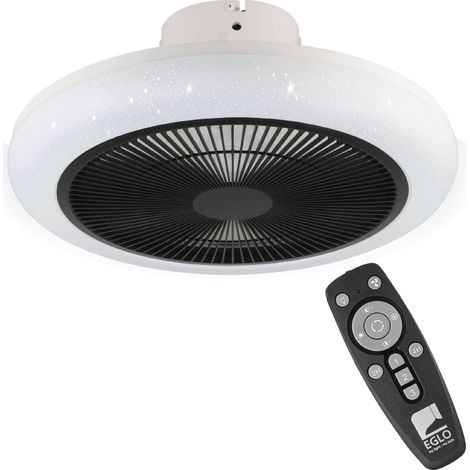 EGLO Deckenventilator mit LED Beleuchtung Kostrena, Ventilator Decke dimmbar mit Fernbedienung, Timer, 3 Geschwindigkeiten, Kunststoff in schwarz-weiß, AC Motor, warmweiß - kaltweiß, Ø 45,5 cm (1/5)
