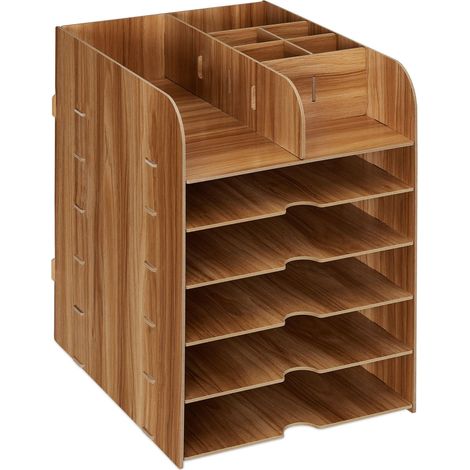 Organizer da scrivania moderno con 12 scomparti 34,5 x 25 x 32 cm in MDF marrone 130012214