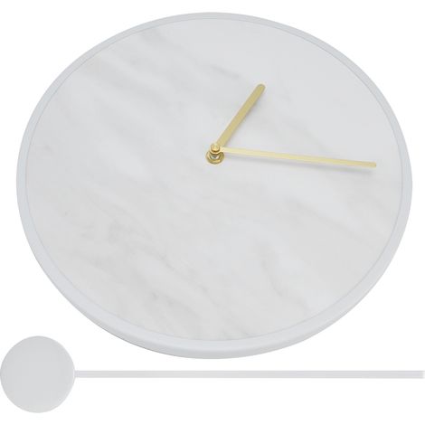 Horloge murale moderne en ardoise avec cadre en métal et motif marbre, horloge à balancier pour la maison/chambre (1/5)