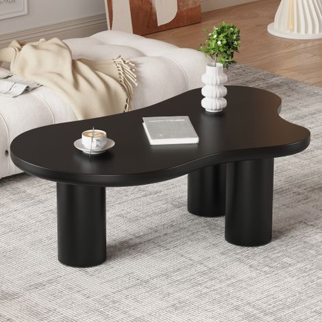 Table basse nuage - table basse noire forme irrégulière avec feutrine - en MDF et PVC - 107x66x40.5 cm (1/5)