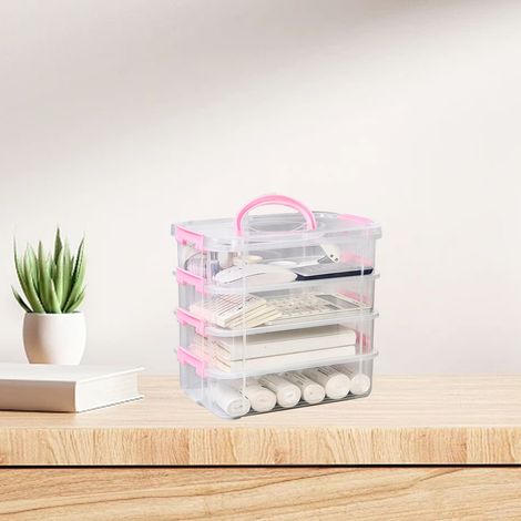 Aufbewahrungsbox für den Schreibtisch [Spielzeug-Organizer] Windelaufbewahrungsbox mit transparentem, mehrfarbigem Deckel (PP) (1/5)