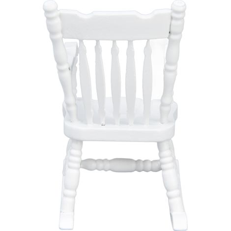 Chaise de maison de poupée à l'échelle 1:12, fauteuil à bascule miniature en bois, blanc, mobilier miniature pour maison de poupée (1/5)