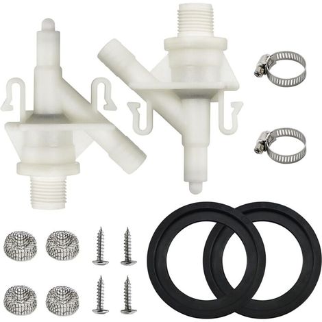 Set mit 2 Wasserventilen 385311641 für Dometic-Toiletten der Serien 300, 301, 310, 311, 320 und 321, auslaufsicher, mit 2 Spüldichtungen, einfache Fußbetätigung, Installationsset