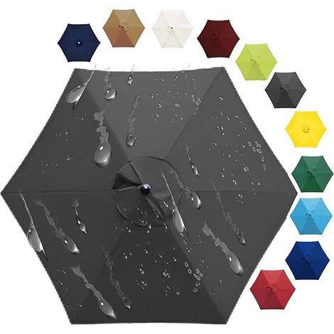Auvent De Remplacement Pour Parasol, 2 M/2.7 M/3 .0 M, 6 Baleines/8 Baleines, Tissu De Rechange Pour Parasol, Toile De Rechange Pour Parasol Remplacez L'ancien Auvent Auvent De Rechange(Gray,6 ribs 2m (1/5)