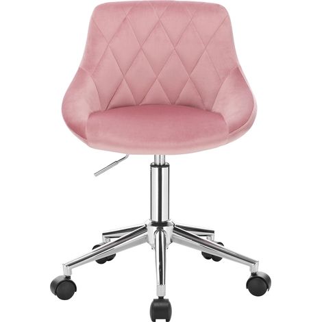Sedia da ufficio girevole con ruote in velluto rosa regolabile in altezza MODENUIT (1/5)