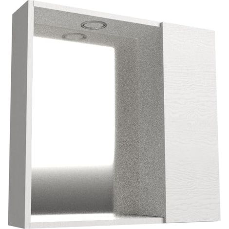 Mama Store SPECCHIERA BAGNO con VANO CONTENITORE e LUCE LED - Bianco Artico