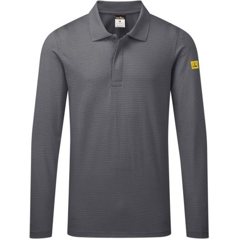 Polo antiestático ESD de manga larga PORTWEST AS23 L Gris (1/4)
