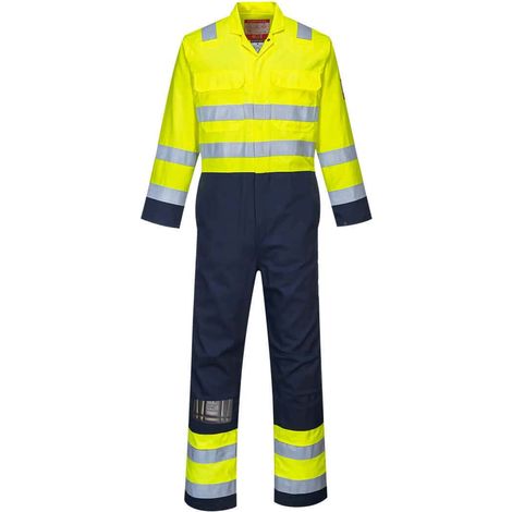 Hi-vis Anti-statische Kombination Bizflame Pro Farbe: Gelb/Navy Größe XL - Portwest