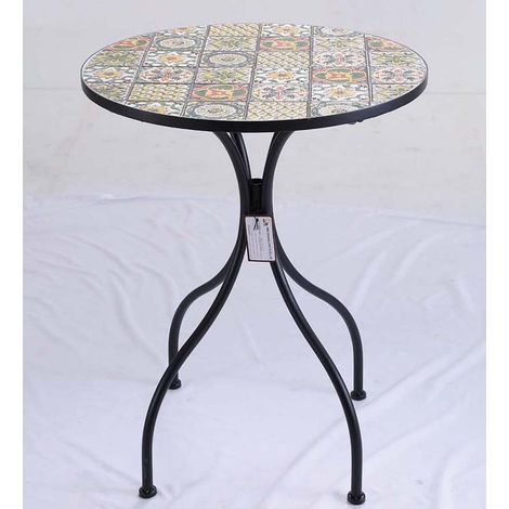 Tavolo bistrò in ferro sintra piano in mosaico Ø 60xh.72 cm